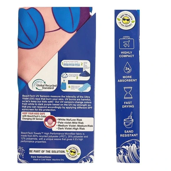 UV Sensing Kids Micro-Fiber Super Power Poncho Hooded Beach‎ Towel Cover Up OS - Picture 4 of 9